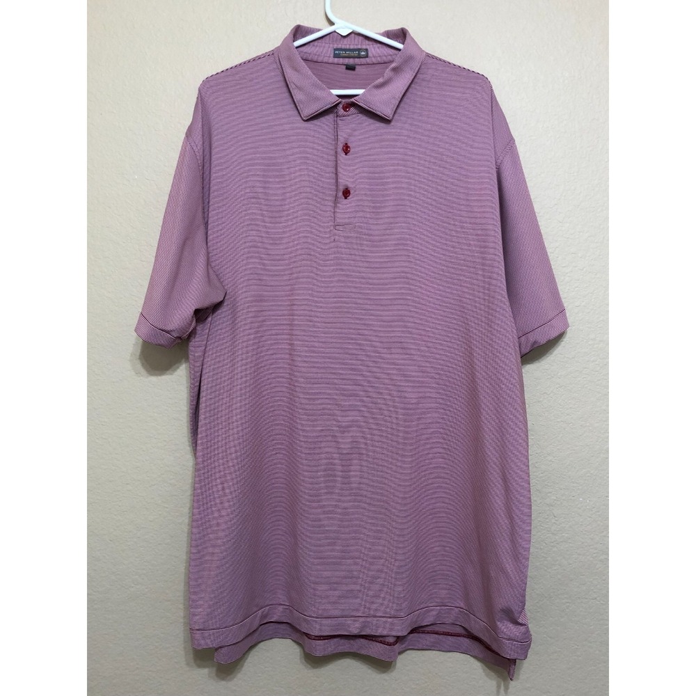 Peter Millar Polo Shirt Mens Summer Comfort Size XXL Red Striped